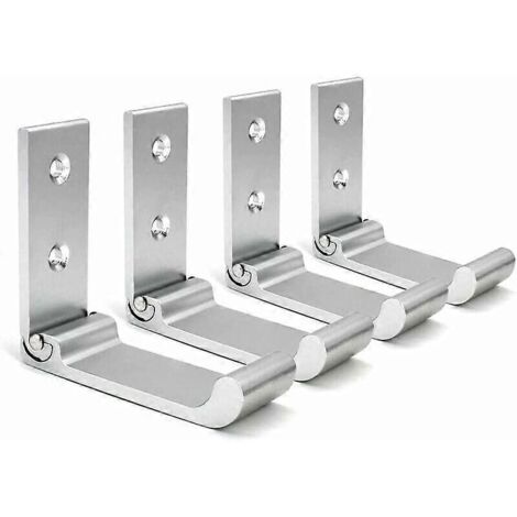 Wandhaken, 4er-Set, klappbare Wandhaken, Aluminiumlegierung, Schrauben inklusive, für Badezimmer, Küche, Schlafzimmer oder Büro (silber)