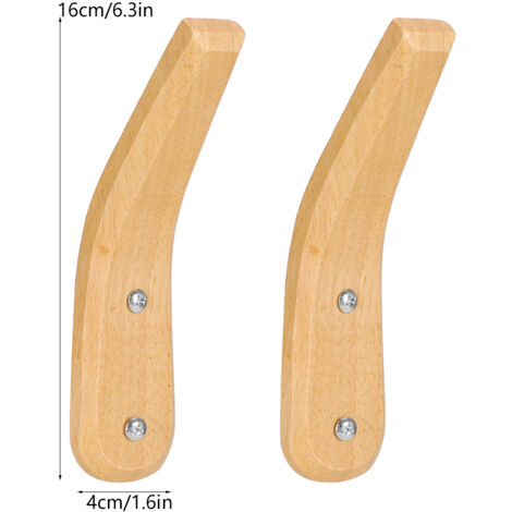 Wandhaken aus Holz, 2 Stück, moderner Stil, Garderobenständer, Organizer für Zuhause (16 cm, natur)