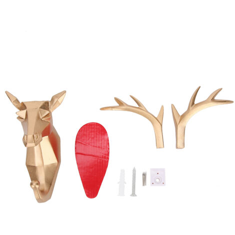 Wandhaken aus Kunstharz fürs Badezimmer, elegante Tierform (Hirsch, Gold, 14 x 6 x 15 cm) – einfache Montage mit 4 Methoden