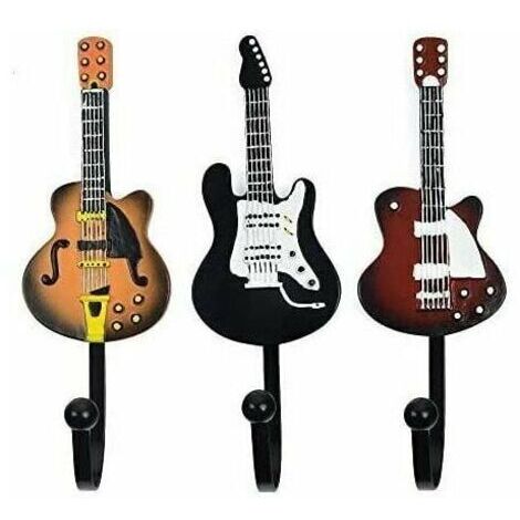 Wandhaken – Dekorative gitarrenförmige Haken für Zuhause und Schlafzimmer, für Hüte, Mäntel und Kleidung, 3 Stück