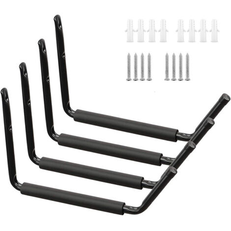 Wandhaken zur Aufbewahrung in Garage und Garten, mit extra breitem und stabilem Arm, ideal für Kajaks, Leitern, Fahrräder, Kanus und Klappstühle. Maximale Traglast: 45 kg. 4er-Pack.