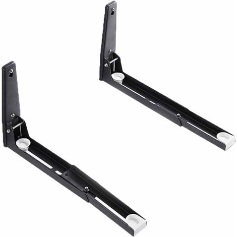 Wandhalterung für Mikrowellenherde, 2-teiliges Set, Tragfähigkeit 50 kg, klappbare und teleskopierbare Edelstahlhalterung (schwarz).