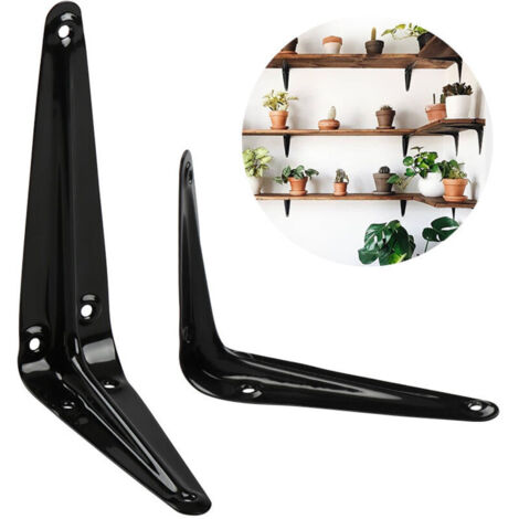 Wandhalterung für Regal, Eckkonsole aus gestanztem Metall, geeignet für Regale im Londoner Stil, 145 mm x 115 mm, mattschwarze Ausführung, 4er-Set.