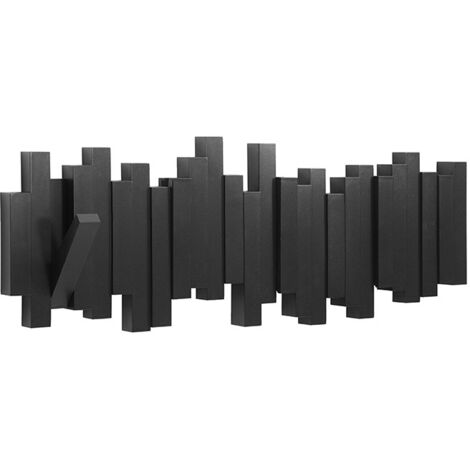 Wandhalterung mit 5 Klapphaken, schwarz