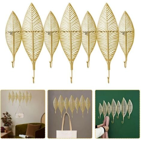 Wandhalterung mit 7 Haken Wandbehang Schlüsselablage Hakenablage Wanddekoration Regal Golden