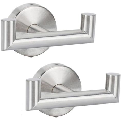 Wandhandtuchhaken, 2-teiliger Badezimmer-Handtuchhalter, Wandgarderobenständer, Wandhaken zum Einschrauben, Handtuchhaken aus Edelstahl, Badezimmeraccessoire (Silber)