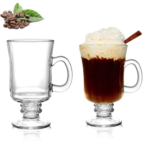 Wandige Kaffeegläser für Cappuccino, mit Griff, Latte Macchiato Glasses with Handle, Double-Walled Thermal Glass for Cappuccino, Latte, Tea, Coffee, Milk, Juice, Beer