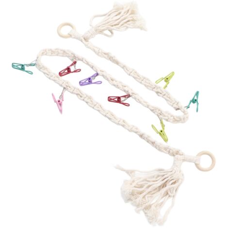 Wandkette mit Clips für Kuscheltiere, dekorative Aufbewahrung fürs Kinderzimmer, platzsparend, beige