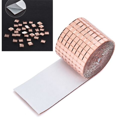 [Wandkleber] 1464 Grains Spiegelfliesen-Aufkleber DIY Roségold 4x100cm
