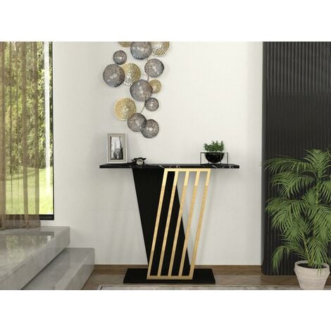 VENTE-UNIQUE Wandkonsole - Marmor-Optik - Schwarz & Goldfarben - ORSONA