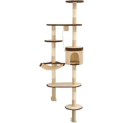 Wandkratzbaum mit Sisal-Kratzsäulen 194 cm Beige/Braun vidaXL