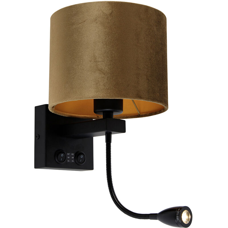 Image of Wall Lamp Black with Bronze Velvet&hellip;