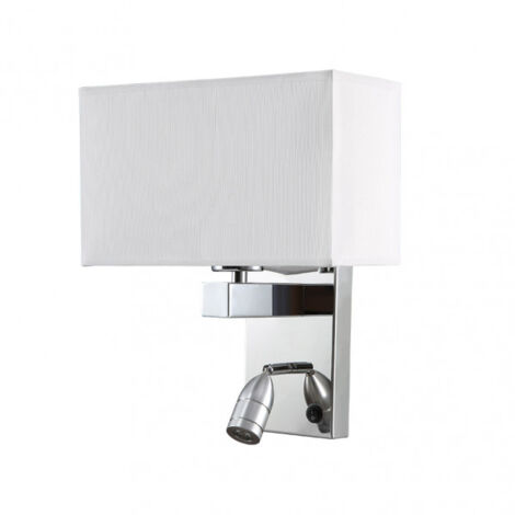 Wandlampe 3w 4000k + 1xe27 gabriel chrom/weiß lampenschirm 285lm 31x26x15,5cm duale zündung