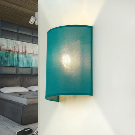 Wandlampe ALICE Stoff Schirm Petrol halbrund Loft