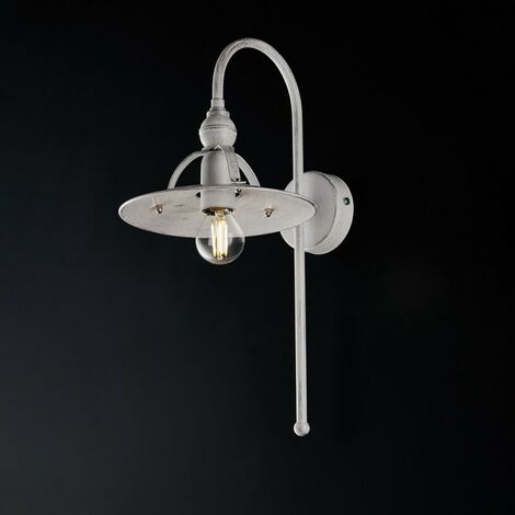 Wandlampe aus Eisen Weiß Silber Industrie minimal 25x h38 cm