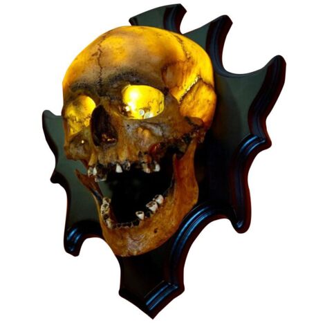 Wandlampe aus Kunstharz mit Skelettmotiv – Halloween-Beleuchtung, makabre Heimdekoration