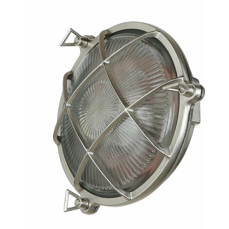 Wandlampe Außen Echt-Messing IP64 Maritim in Nickel