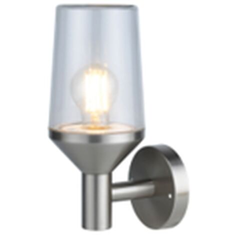 Wandlampe außen Edelstahl Glas 29 cm hoch IP44 E27 Modern Außenwandlampe