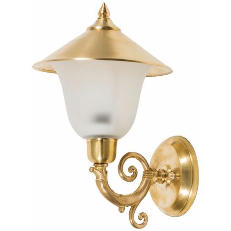 Wandlampe außen IP23 Weiß E14 Glas Messing Rustikal Außenwandleuchte Garten Haus