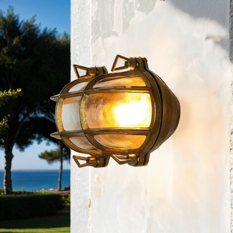 Wandlampe Außen Messing Glas Haus Maritim rostfrei