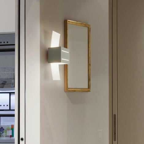 Wandlampe Design Wandleuchten UP DOWN Esszimmer Aluminium Glas Spotlampe satiniert, Grau, 1x G9, BxHxT 10x30x12 cm, Wohnzimmer