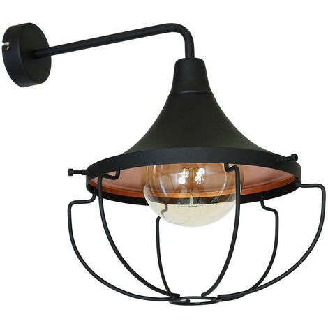 Wandlampe E27 Schwarz Kupfer Industrie Design Wandleuchte