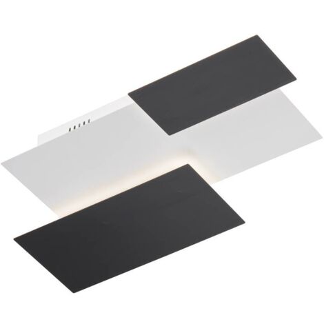 Wandlampe Esszimmerleuchte Glas satiniert Wandleuchte schwarz weiß Designleuchte, Metall, LED 17,5 W 2100 lm, LxBxH 53x33x6,5 cm, WOFI 4827.03.44.9000