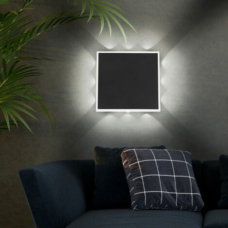 Wandlampe Flurleuchte LED Wandleuchte indirekte Beleuchtung Schlafzimmerlampe schwarz, Metall Acryl, 12W 850lm warmweiß, BxH 20x20 cm