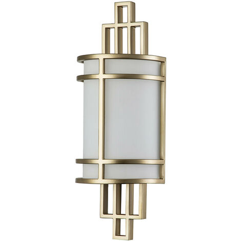 Wandlampe Glas Metall H: 39 cm in Messing Creme Wandleuchte innen