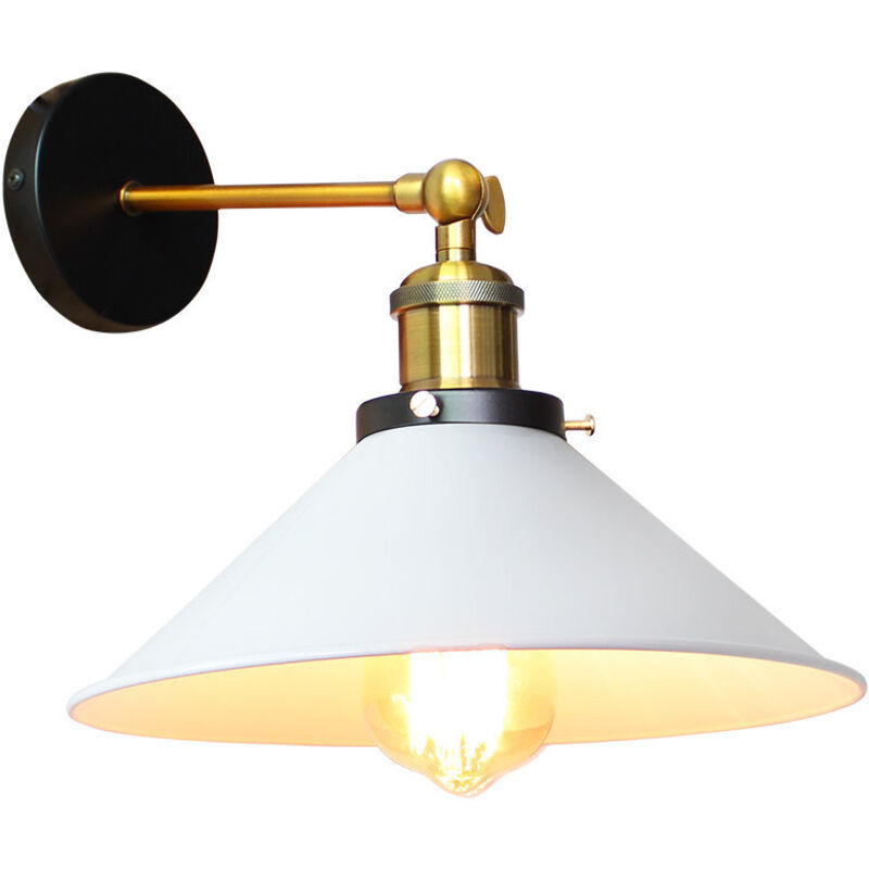 Wandlampe Industrielle Metall Eisen Wandleuchte E27 Verstellbare für Wohnzimmer Schlafzimmer Büro Küche Flur Ø260mm (Weiß)