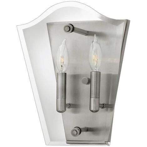 Wandlampe Leuchte Glas Metall Nickel H 31,8 cm Flurleuchte 2 Flammig