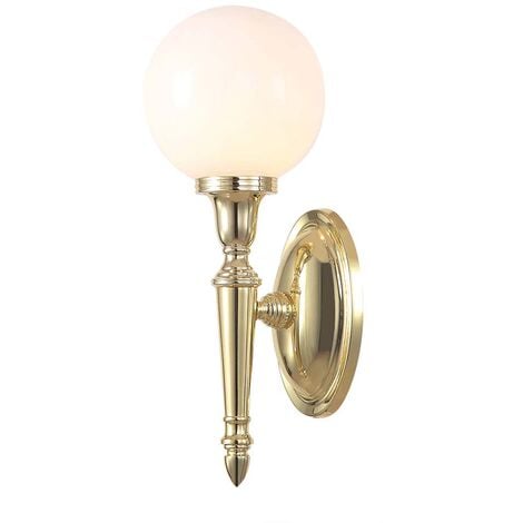 Wandlampe Leuchte Spiegellampe LED Badezimmerleuchte messing poliert Glas Kugel