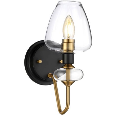 Wandlampe Leuchte Stahl Glas B 13,4 cm 1 Flammig klassisch anthrazitschwarz