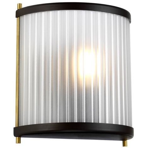 Wandlampe Leuchte Stahl Glas Dunkelbraun H 23,2 cm Flurlampe 1 Flammig