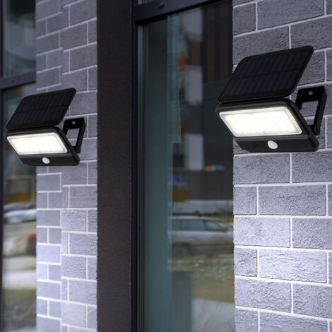 Wandlampe mit Bewegungsmelder LED Solarleuchte Haustürlampe Gartenlampe, 1x LED 400lm neutralweiß, BxH 14,4x10,4 cm, 2er Set