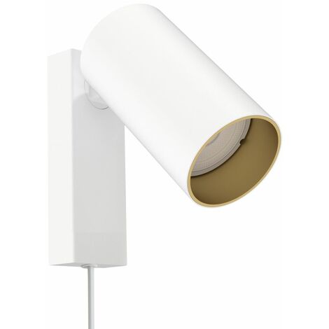 Wandlampe mit Schalter Kabel verstellbar GU10 Weiß Gold Modern Metall Wandleuchte Spot