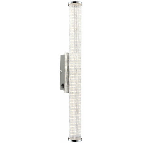Wandlampe Modern Design Wandstrahler Chrom Wandleuchte Glas, mit Schalter, 1x LED 9 Watt 885 Lumen warmweiß, H 61,5 cm