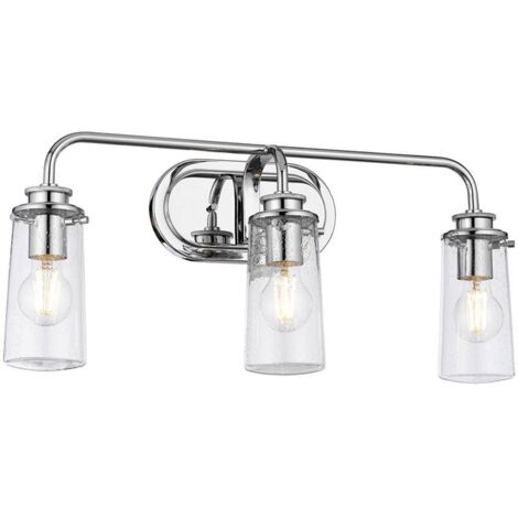 Wandlampe Wandleuchte Feuchtraumlampe Bad silber Metall 3 flammig Glas L 60,3 cm