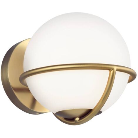 Wandlampe Wandleuchte Flurlampe LED Glaskugel weiß Schlafzimmerleuchte messing