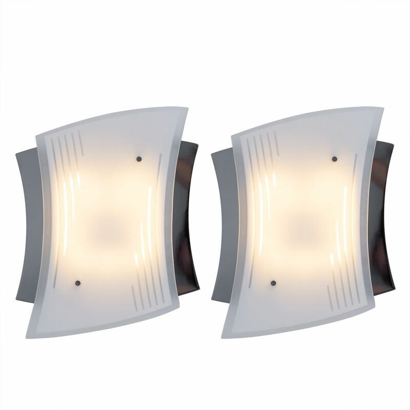 2er-Set Wandleuchte Wandlampe Energiesparend Lampe Bad Badezimmer Chrom Licht WING