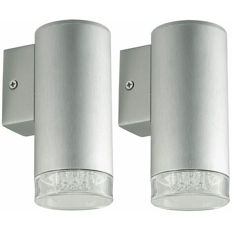Wandlampe Wohnzimmerleuchte LED Wandleuchte aufwärts Schlafzimmerlampe, Aluminium gebürstet Kunststoff klar, 1W 212lm neutralweiß DxH 6x15 cm, 2er Set