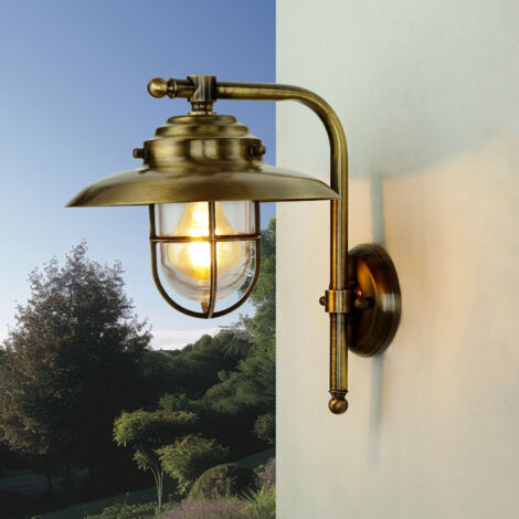Wandlaterne außen Garten Messing massiv IP43 Maritim E27 Außenlampe
