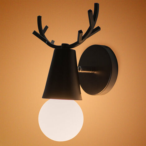 Wandleuchte, 1 Flammig Wand Lampe im Geweih Form, Moderne Stil, Licht aus Metall, E27 Fassung (Schwarz)