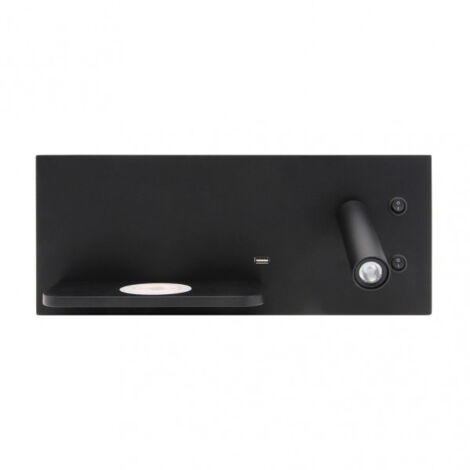 Wandleuchte 2+8w 4000k velazquez dcho schwarz usb+qi 130lm doppelte zündung 14x35x14 cm