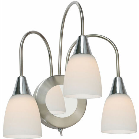 Wandleuchte 3 flammig Wandlampe Glas opal LED Wohnzimmerleuchte, 3x5 Watt 3x 420lm warmweiß, H 31,5 cm, Wofi 4453.03.54.0000