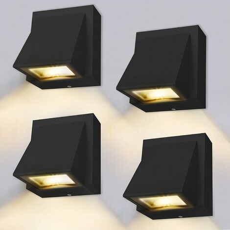 Wandleuchte - 4 Stücke, 5W LED Wandlampe Außen/Innen, Wandlampe warmweiß 3000K Außenwandleuchte IP65 für Schlafzimmer, Wohnzimmer, Badezimmer, Schwarz