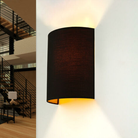 Wandleuchte ALICE in Schwarz mit Stoff Schirm modern