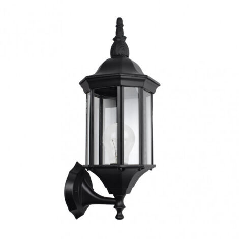 Wandleuchte außen aluminium pollux 1xe27 schwarz ip44 50x18x20 cm ip44