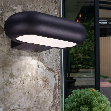 Wandleuchte Außenlampe Fassadenleuchte LED Haustürlampe abwärts leuchtend, Aluminium grau, BxH 22x5,6 cm