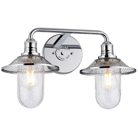 Wandleuchte Badezimmerleuchte Wandlampe Stahl Glas klar Chrom IP44 2-flammig